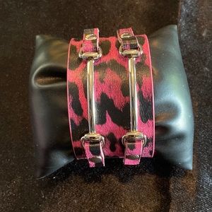 Beautiful pink and black animal print bracelet with silver hardware. Brand new.